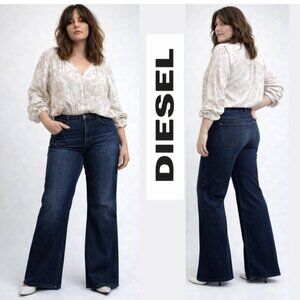 Diesel Sandy-B Flare Jeans Mid Rise Stretch Dark Blue Wash Bootcut Denim